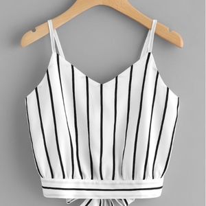 Striped Tie Back Crop Cami Top